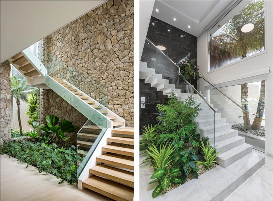 Tiểu cảnh cầu thang - Biến khoảng hẹp thành không gian xanh