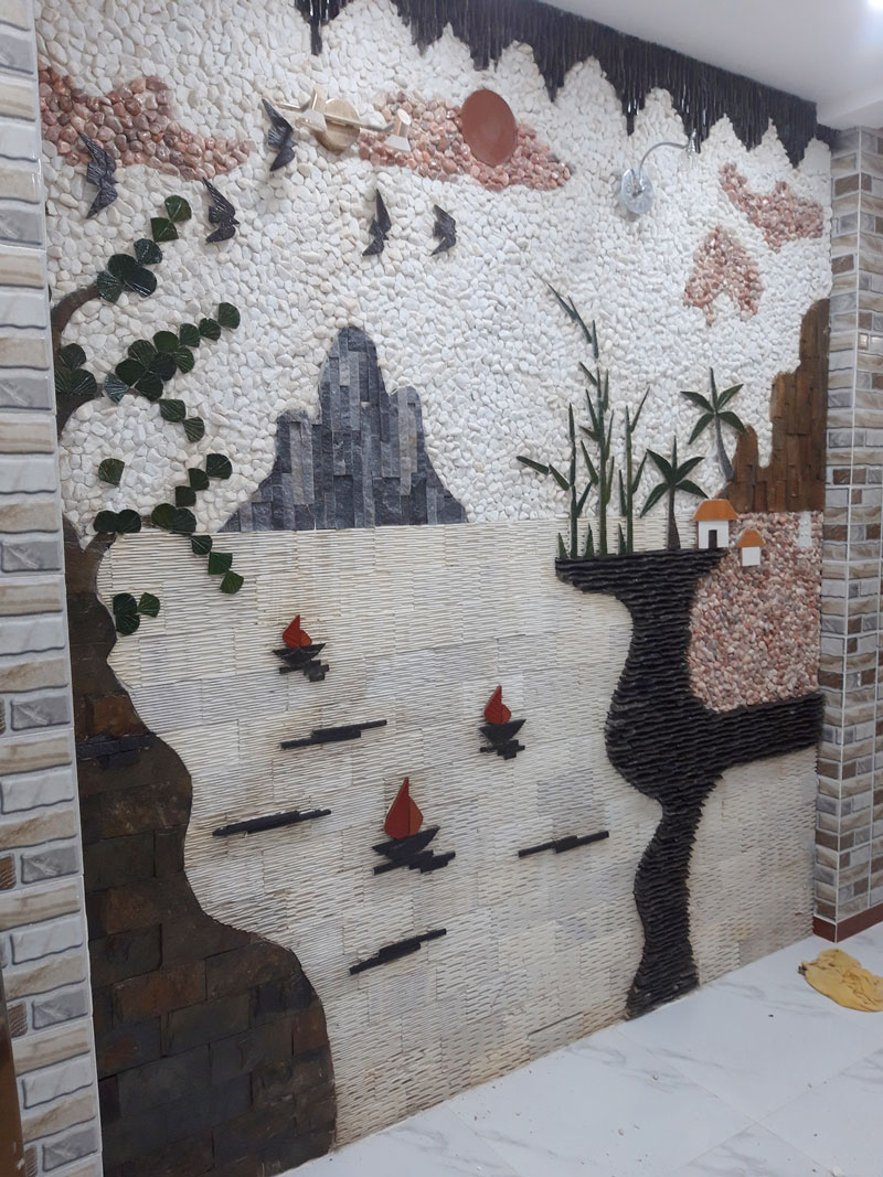 Tranh đá ốp tường phòng khách - Nghệ thuật đá tự nhiên cho không gian sống