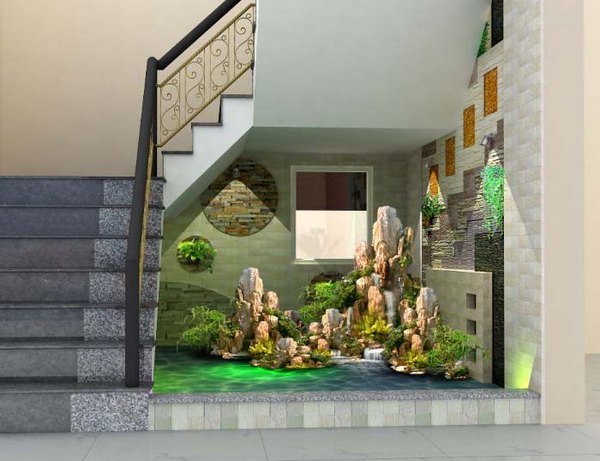 Hòn non bộ gầm cầu thang – Bí quyết trang trí độc đáo khiến không gian sống thêm phần sinh động