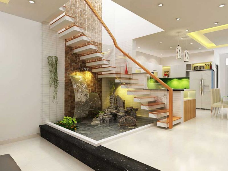Hòn non bộ gầm cầu thang – Bí quyết trang trí độc đáo khiến không gian sống thêm phần sinh động
